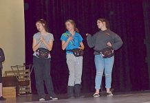 High school students on theatre stage
