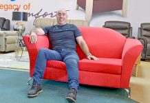 Red Couch: Eddies Furniture