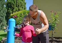 Community drinking fountain installed