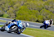 Young motorcyclist on track