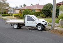Distracted driver brings down powerline