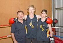 Wiese raises glove in city boxing fight Barry Nilsson, Riley Wiese, Vahahn Schofield Dsc 8746 TBW Newsgroup