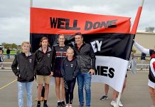 Millicent’s star defender reaches 300 games Kynan Dunn, Tallan Dunn, Hayley Dunn, Kalani Dunn, David Dunn TBW Newsgroup