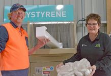 Special machinery reduces waste by recycling polystyrene products Tanis Alexander And Michael Satterley (2) TBW Newsgroup
