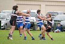 Millicent tackles interstate rivals Jonah Grimes, Mark Cowland, Will Macdonald, Dylan Tincknell Crop Dsc 430820190504 TBW Newsgroup