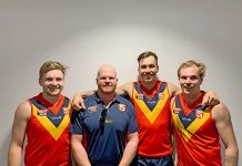 Penola captain wins Barry Stringer award in state football match Scott Merrett Adam Merret Sam Pfeiffer Jayden Eldridge TBW Newsgroup