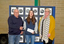 Exceptional students awarded scholarships Allendale East Area School Student Caitlyn Millard, Mayor Sage And Principal Kyle Smith (1) TBW Newsgroup