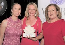Penola business leader’s efforts awarded at annual Women in Business awards Koonara Wines Nicole Reschke (centre) Pictured With Award Partners Donna Edwards Of Degaris Lawyers And Harriet Keatley Of Landmark Keatley TBW Newsgroup