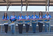 Women walk to raise health awareness Lisa Waters, Shannon Pearson, Hannah Attiwill, Aleisha Hunter, Natalie Attiwill, Elise Chuck And Sarah Milne. TBW Newsgroup