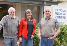 New Penola general practitioner to bolster medical services Bill Murray, Sophie Angus And Dr Mark Dutney TBW Newsgroup