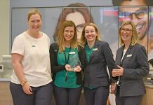 All eyes on Specsavers Erica Johnston, Clare Chaplin, Melissa Smith And Kathryn Benjamin TBW Newsgroup