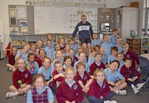 Youngsters field questions for Essendon footballer Mason Redman At St As (1) TBW Newsgroup