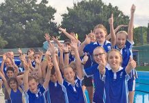 Penola swim compeditors dive into warmth heated pool Penola Pool 3web TBW Newsgroup