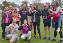 Schools throw support behind Breast Cancer Awareness month Principal Ngaire Benfell With High School Students TBW Newsgroup