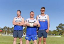 NRL State of Mind team throw support behind Blue Lake Knights’ mental health initative A Lloyd Pearce Raisin, Brenton Hodge, James Cornish Dsc 7063 TBW Newsgroup