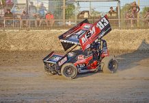 Speedway competitor finds pace at crucial time on heavy Queensland track Steve Lines Ash Dumigan Photo TBW Newsgroup