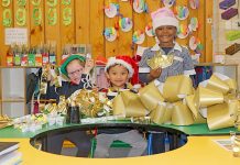 Mulga Street float decorated to recognise event’s diamond anniversary Christmas Parade Preperation Mulga Street Primary School Ayla, Joey And Agape TBW Newsgroup