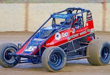 Wingless sprint driver greets chequered flag at Bordertown Mitchell Broome Robert Lake Photo TBW Newsgroup