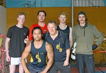 Region’s boxers ready to challenge Victorian rivals A Liam Whitty, Brenton Davies, Riley Wiese, Jake Brown, Front Jay Ropitini, Barry Nilsson, Absent Vahahn Schofield Crop Dsc 3252 TBW Newsgroup