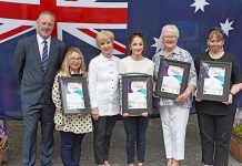 City celebrates Australian volunteers Troy Bell, Lorenza Mcmhaon, Lynette Martin, Caitlin Mcmahon, Janet Bellinger, Brick Gambier TBW Newsgroup