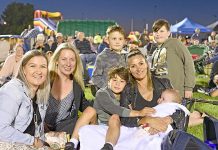 Mount Gambier New Year’s Eve celebrations at Vansittart Park Simon Carmody, Kerrin Blott, Joe Mccrorie, Allie Cork, Ryder Anderson, Brycen And Harrison Bird TBW Newsgroup
