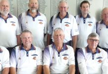 Mount Gambier RSL bowlers celebrate flawless pennant campaign Mt Gambier Rsl Red Div 1 Menmichael Fox, Ralph Stafford, Rex Hein, Dean Wilkinson, Simon Attiwill, Strawb Masters, Gary Bowering,graham Ellis,20200314 TBW Newsgroup