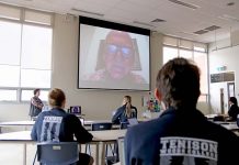 Renowned poet guides students through virtual workshop Tenison Woods Geoff Goodfellow Poet (2) TBW Newsgroup