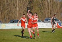 Demons deliver in tense final quarter to secure first win of combined season Chris Fallas Goal In A Grade Debut Dsc 3966 TBW Newsgroup