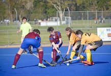 Strikers break five-year hoodoo in hockey battle Jordan Millhouse, Isaac Stubberfield, Juke Rogers, Dylan Montgomery Dsc 0265 TBW Newsgroup