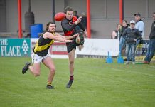 East Gambier opens 2020 Limestone Coast football campaign with win over Kybybolite Will Russell, Jack Dawe Dsc 9447 TBW Newsgroup