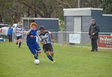 Dominant football sides kicking goals Braydon Patzel, Sar Hay Moo Dsc 7707 TBW Newsgroup
