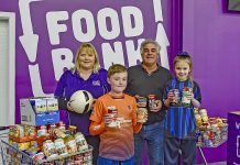 International includes Foodbank fundraiser in Saturday soccer round Lyn Neshoda, Vince Versace, Patrick Dycer, Mia Versace TBW Newsgroup