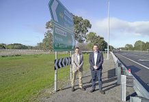 State premier inspects Penola bypass project on district visit Nick Mcbride Steven Marshall Penola Bypass (2) TBW Newsgroup