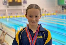 Young swimmer makes a splash